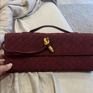Elegant suede  Burgundy Woven Clutch